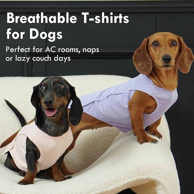 2 Pack Dog Shirt, Quick Dry Cooling T-Shirt for Summer Hot Day, Lightweight Sun Protection Dog Clothes for Boy Girl Easy to Put on, Purple+Pink, XL