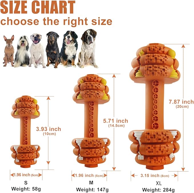 Dog Chew Toys for Aggressive Chewers,Food Grade Non-Toxic Dental Pet Toy,Tough Durable Indestructible Dog Toys for Small Medium Dogs.Orange（8IB-15IB）