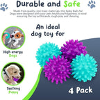 Spiky Dog Ball 1.8 Inch Squeaky Toy for Small Dogs Aggressive Chewers Puppy Teething Toys Dog Spike Ball for Training and Teeth Cleaning - 4 Pack