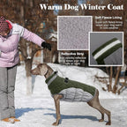 Lelepet Dog Coat Warm Dog Winter Coat Waterproof Dogs Jacket with Harness Built in Reflective Pet Fleece Vest Zip-Up Cold Weather Coats for Large Dogs Turtleneck Windproof Boston Terrier Army Green L
