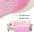 Tinaco Luxurious Calming Dogs/Cats Bed Mats, Dog Pad Washable Removable Couch Cover, Plush Long Fur Mat for Pets, Waterproof Lining, Perfect for Small, Medium and Large Dogs and Cats (Pink, 53"x39")