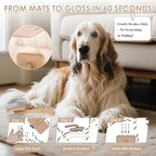 Large Dog Slicker Brush & Comb Set with Leather Sleeves - Long Pin Deshedding Brush for Golden Retrievers, Poodles, Doodles & Thick Coats, Wood Handle Pet Grooming Kit for Dogs, Cats. Natural