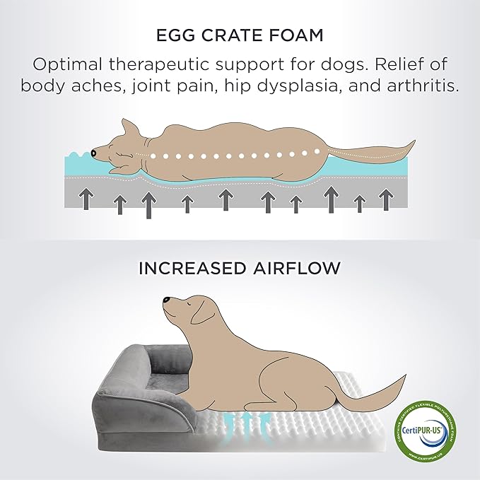 Bedsure Orthopedic Dog Bed Medium Size Dogs - Washable Medium Dog Cat Bed Waterproof, Comfort Pet Couch Sofa with Washable Removable Cover, Pets Bed with Nonskid Bottom, Red, 28"