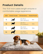 Mora Pets Pet Heating Pad Heated Dog Bed 9 Adjustable Temperature Cat Warming Mat with Timer Auto Power Off Heated Pet Bed 28 Inch for Cats and Dogs Indoor