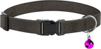 Breakaway Cat Collar Leather with Removable Bell - 13 Colors Available - Soft Adjustable Girl Boy Safety Lightweight Pet Kitten Collars Pink Brown Blue Green Red Orange Black (Graphite)