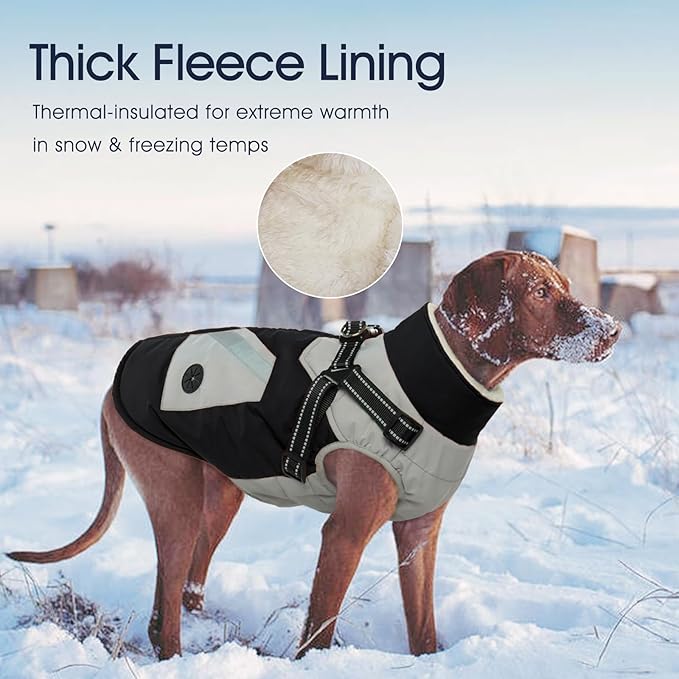IECOii Dog Coats for Small Dogs Winter Harness Zip Up - Black,XSmall - Warm Fleece Lined Small Dog Winter Coat with D Ring,Waterproof Puppy Coats Dogs Snow Jackets Snowsuit Chihuahua Papillon Maltese