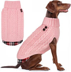 KYEESE Dog Sweater Comfy Pet Coat for Fall Winter Cold Weather Warm Turtleneck Large Dogs Sweater with Gingham Patchwork Soft Pullover Dog Sweaters for Large Dogs