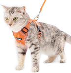 Cat Harness and Leash Escape Proof Small Kitten Harness Abyssinian Cat Vest for Walking Travel, Orange, S