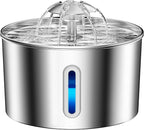 Cat Water Fountain Stainless Steel - 74oz/2.2L Corded Pet Water Dispenser Automatic Silent Cats Dispenser for Drinking Inside Indoor Metal Kitty Spout Fountain with 3 Filters & 3 Sponges