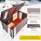 Heated Dog House with Electric Heating Pad Extra Large 59.1" Outdoor & Indoor Dog Kennl with Insulated Liner Keep Warm in Winter, Waterproof Pet Shelter, Strong Metal Frame，35.4"D x 59.1"W x 35.4"H