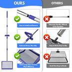 Chicken Poop Scooper & Rake 2-in-1, 304 Stainless Steel Shovel Head, Chicken Litter Scoop with Handle for Chicken Coop & Pet Waste Cleaning, Litter Sifting Shovel (35 to 65") US Patent Pending