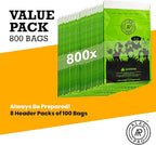 ALAGPRO® 800 Pull-Strap Dog Waste Station Refill Header Bags - Fit Any Pet Waste Header Stations - 45% Thicker than Competitor Bags - 8 Headers of 100 Bags for Backyard, Parks & HOA's