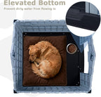 PUKAMI Large Dog House Outdoor Indoor, Plastic Dog House Weatherproof for Large Dogs, Study Puppy Shelter with Air Vents and Elevated Floor, Easy Clean and Assemble (Grey, 31.5"D x 33.5"W x 33.9"H)