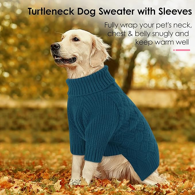 AOFITEE XL Dog Sweater, Dog Sweater Large Size Dogs, Large Dogs Sweaters for Female Male, Turtleneck Thick Warm Knitted Winter Fall Pet Sweatshirt, Solid Pet Halloween Costume, XLarge