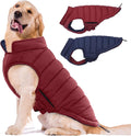 Lelepet Reversible Dog Coat Waterproof Dog Jacket Windproof Puffer Vest for Winter Warm Lightweight Coats for Medium Dogs Adjustbale Hook & Loop Pet Apparel with Leash Hole, French Bulldog, Wine Red L