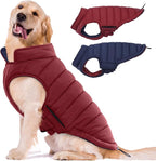 Lelepet Reversible Dog Coat Waterproof Dog Jacket Windproof Puffer Vest for Winter Warm Lightweight Coats for Medium Dogs Adjustbale Hook & Loop Pet Apparel with Leash Hole, French Bulldog, Wine Red L