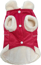 Jecikelon Bowtie Dog Cold Weather Coat Fleece Lining Warm Pet Puppy Turtleneck Dogs Winter Clothes for Small Dogs with D-Ring (Red, Medium)