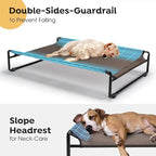 Veehoo Original Outdoor Elevated Dog Bed, Cooling Raised Dog Cot for Large Dogs, Portable Standing Pet Hammock Platform with Washable Breathable Mesh, No-Slip Feet, Large, Brown, CWC2201