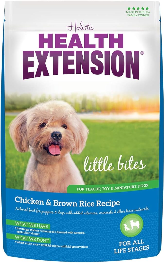 Health Extension Little Bites Dry Dog Food for Toy and Small Breeds, Chicken & Brown Rice Recipe, with Probiotics & Superfoods for Digestion & Coat Health, 30 lb Bag (Pack of 1)