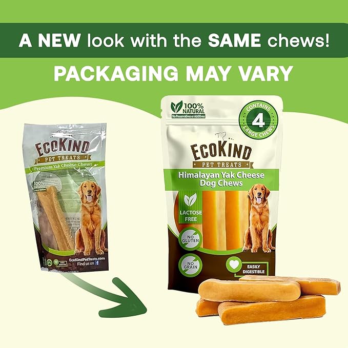 EcoKind Himalayan Gold Yak Cheese Dog Chew for Small Dogs, Healthy Treats, Odorless, Long Lasting Dog Bones for Dogs, Rawhide Free, Made in The Himalayans, Small (Pack of 4)