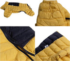 Lovelonglong Dog Coat, Warm Jacket, 4 Legs Covered Waterproof Windproof Reflective Vest, Zippered Adjustable Outdoor Snow Jacket for Small Medium Large Dogs, Yellow, M