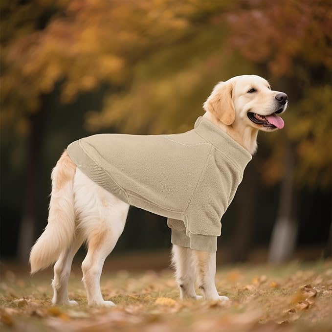 BRKURLEG Dog Sweater, Turtleneck Thick Dogs Sweatshirts Fleece Sweater, Dog Winter Coat for Small Medium Large Dogs, Pet Warm Sweaters with Zipper, Pullover Jacket with Sleeve (Light Coffee, S)