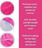 DJANGO Dog Jacket & Raincoat – Lightweight Water-Resistant Coat for Small, Medium & Long Dogs Like Dachshunds – Reflective, Adjustable Fit, Harness-Compatible & Easy-Access Harness Hole - Pink, Medium