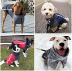 SlowTon Winter Dog Coat, Warm Polar Fleece Lining Doggie Outdoor Jacket with Turtleneck Scarf Reflective Stripe Adjustable Waterproof Windproof Puppy Vest Soft Pet Outfits (M+,Blue)