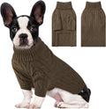 Small Dog Thermal Pullover Sweater, Classic Turtleneck Cable Knitwear Dog Clothes for Cold Weather Warm Pet Clothes for Chihuahua, Bulldog, Dachshund, Pug Tan Small