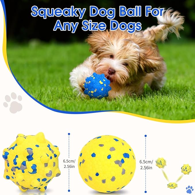 Dog Balls for Aggressive Chewers, 4PCS Etpu Dog Toy Ball, Tennis Balls for Dogs Aggressive Chewers, Indestructible Chew for Large Medium Small Dogs (Yellow + Blue) (Small)