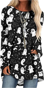 MARSVOVO Women Novelty Graphic Plus Size Sweater Crewneck Long Sleeve Cute Printed Loose Fit Casual Fall Sweaters Top