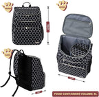BAGLHER Dog Travel Bag Backpack, Airline Approved Pet Supplies Backpack, Dog Travel Backpack with 2 Silicone Collapsible Bowls and 2 Food Baskets DLBlack