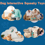 Crinkle Dog Toys Squeaky Plush No Stuffing Cute Puppy Stuffless Tough Rop Pull Toy, Fun Dog Stuffed Animals Durable Chew Set for Small Medium Large Pup (Large, Green Seahorse)