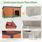 Extra Large Dog House Outdoor Weatherproof Dog Shelter Large Wooden Insulated Houses with Upgrade Anti-Chewing Iron Frame
