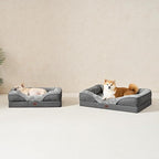 EHEYCIGA Memory Foam Dog Bed for Large Sized, Orthopedic Dog Sofa with Sides and Waterproof Liner, Washable Bolster Pet Couch with Removable Cover, 41x27x7.5 Inch, Grey