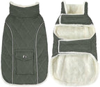 Malier Dog Winter Coat, Windproof Dog Cold Weather Coats with Real Pocket, Winter Extra Warm Pet Coat Fleece Jacket Reflective Clothes for Small Medium Large Dogs and Puppy (Green, Large)
