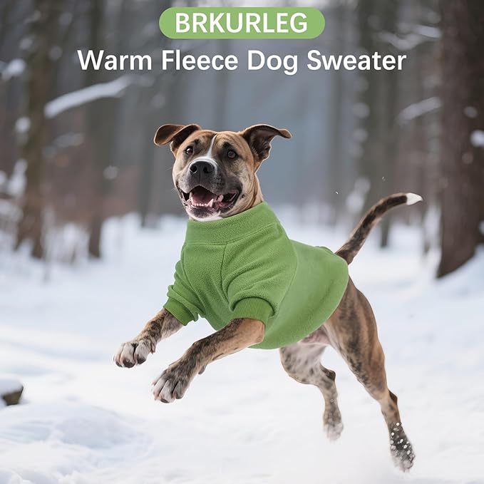 BRKURLEG Dog Sweater Warm Soft Fleece Dogs Sweaters, Turtleneck Sweatshirt for Small Medium Large Dogs, Dog Winter Coat, Christmas Pet Jacket with Zipper Cold Weather Coat (Green, S)