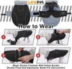 Lelepet Warm Dog Coats for Large Dogs Waterproof Dog Jacket Reflective Pet Fleece Vest Windproof Cold Weather Coats with Adjustable Buckle & Leash Hole, Black, XXXL