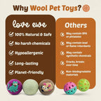Hustle & Blush Wool Felt Balls - 3 Pack Love Ewe Pet Supplies – 2in Colorful & Durable Cat Toys Handmade from New Zealand, Ideal for Indoor Play and Mental Stimulation – Cat & Mouse Design