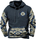 HOTYD Mens Western Aztec Sweatshirts Long Sleeve Fall Fashion Drawstring Pullover Vintage Graphic Cowboy Hoodie for Men