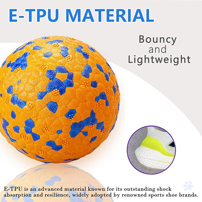 2Pcs Super Bouncy Dog Balls, Fun Indestructible Tennis Balls for Aggressive Chewers, Durable Floating Fetch Toys for Medium and Large Dogs with Lifetime Replacement
