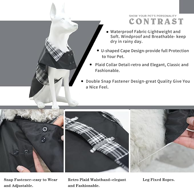MAMORE Dog Jacket Waterproof Outdoor Vest for Smal Medium Large Dogs, Windproof Adjustable Breathable Lightweight Fashion Casual Dog Clothes (Black&White, Medium)