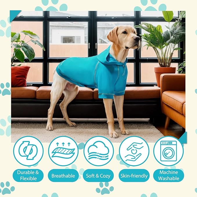 Basic Dog Hoodie Sweatshirts, Pet Clothes Hoodies Sweater with Hat and Leash Hole, Soft Cotton Outfit Coat for Small Medium Large Dogs, Royal Blue (XX-Large)