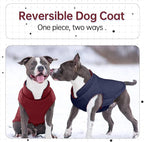 Lelepet Reversible Dog Coat Waterproof Dog Jacket Windproof Puffer Vest for Winter Warm Lightweight Coats for Small Dogs Adjustbale Hook & Loop Pet Apparel with Leash Hole, Pug, Wine Red, M