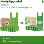 Dog Poop Bags with Handles Large Size 40 Rolls 480 Counts Big Sizes Leak Proof and Extra Thick Waste Bags Refill Rolls for Walking Medium Large Dogs Cats Litter Unscented