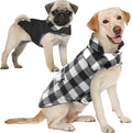 AOFITEE Dog Coat Plaid Dog Winter Coat for Large Dogs, Warm Dogs Jacket Christmas Sweater, Waterproof Pet Puffer Jacket, Reversible Pet Cold Weather Coats for Small Medium Large Pets, Black XL