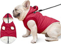 Fleece Lining Dog Hoodie with Harness Built in,Extra Warm Medium Dog Jacket in Winter Doggie Coats with Hooded,Red XL