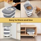 HOYTAMDA 25-35Lbs Rice Container,Collapsible Airtight Food Storage Containers with Wheels,Handle,Rice Storage Container with Small Bin and Scoop,Rice Dispenser for Flour Sugar Cereal Grain Dog Cat