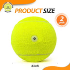 Tennis Ball Dog Toys 2 Pack - 4-Inch Durable and Safe Dog Ball, Sound Output from The Large Tennis Balls for Dogs with Mesh Bag, Perfect for Indoor and Outdoor Play