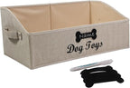 Large Dog Toy Basket Collapsible Dog Toy Box Fabric Trapezoid Dog Toy Bin Storage for organizing pet Toys/Blankets/leashes/Rope Toys/Clothing-Can be Personalized-KhakiStripe